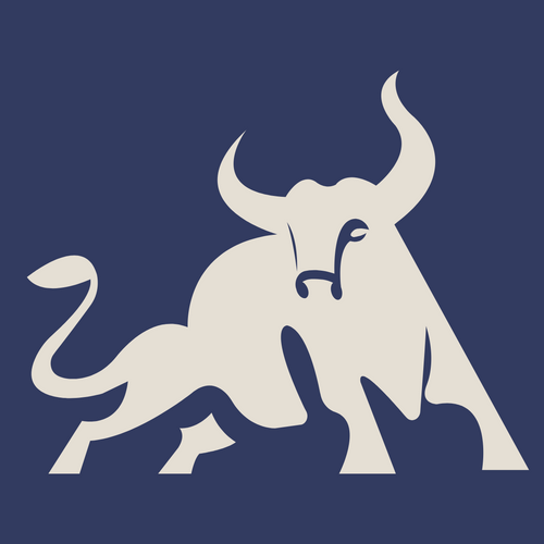 butcher block mauritius bull icon on blue background